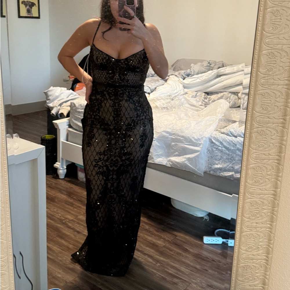 Lulus Black Sequin Evening Gown
